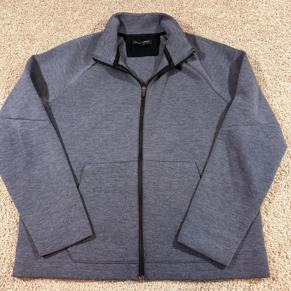 Banana Republic Track Jacket Mens Large Blue Gray Good Full Zip Tech 457617-01